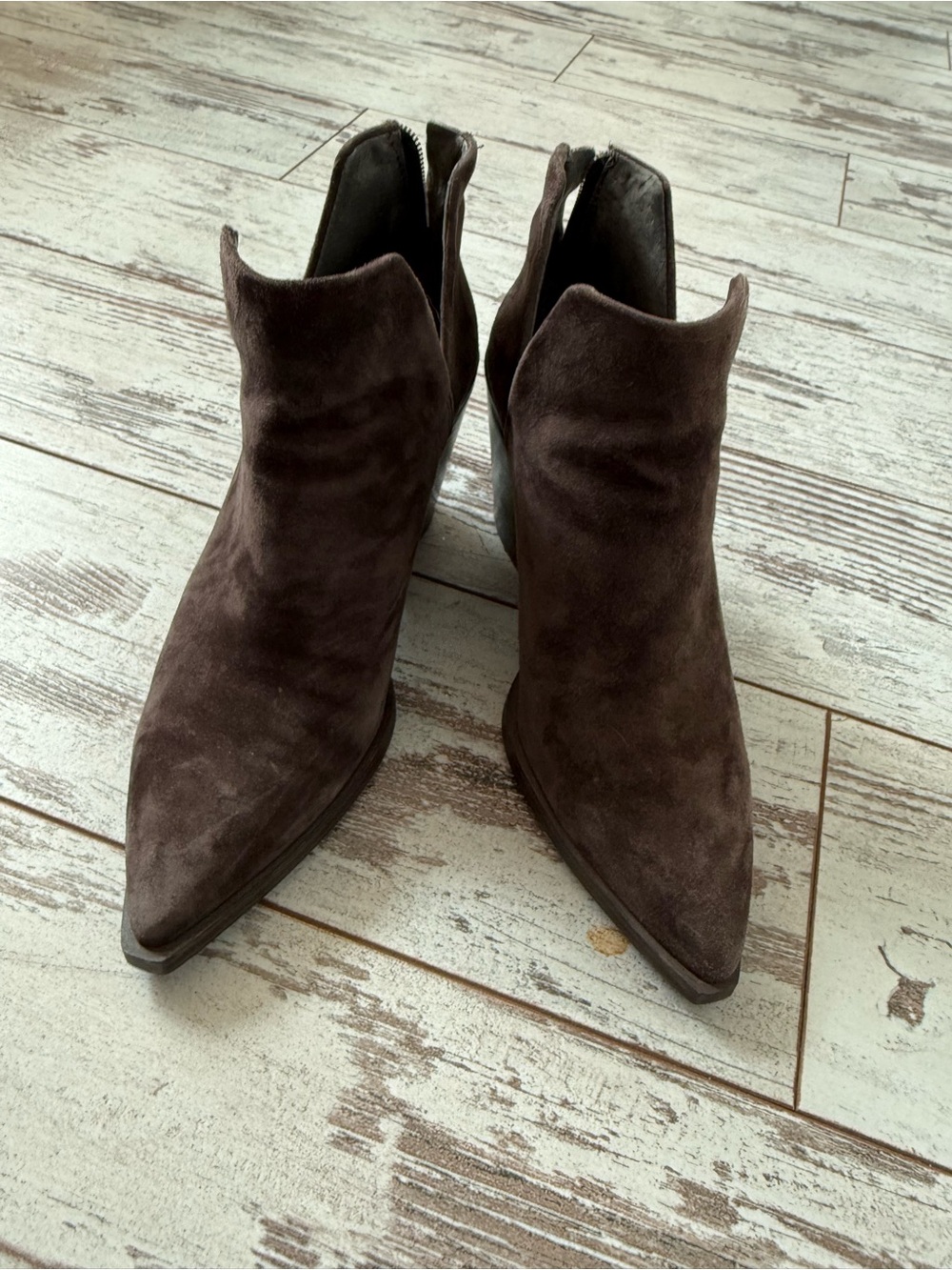 Vince Camuto Dark Brown Suede Pointed Ankle Booties - Picture 5 of 5
